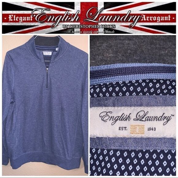 Large English Laundry Heather Blue 1/4 Zip Jacket - Picture 2 of 6